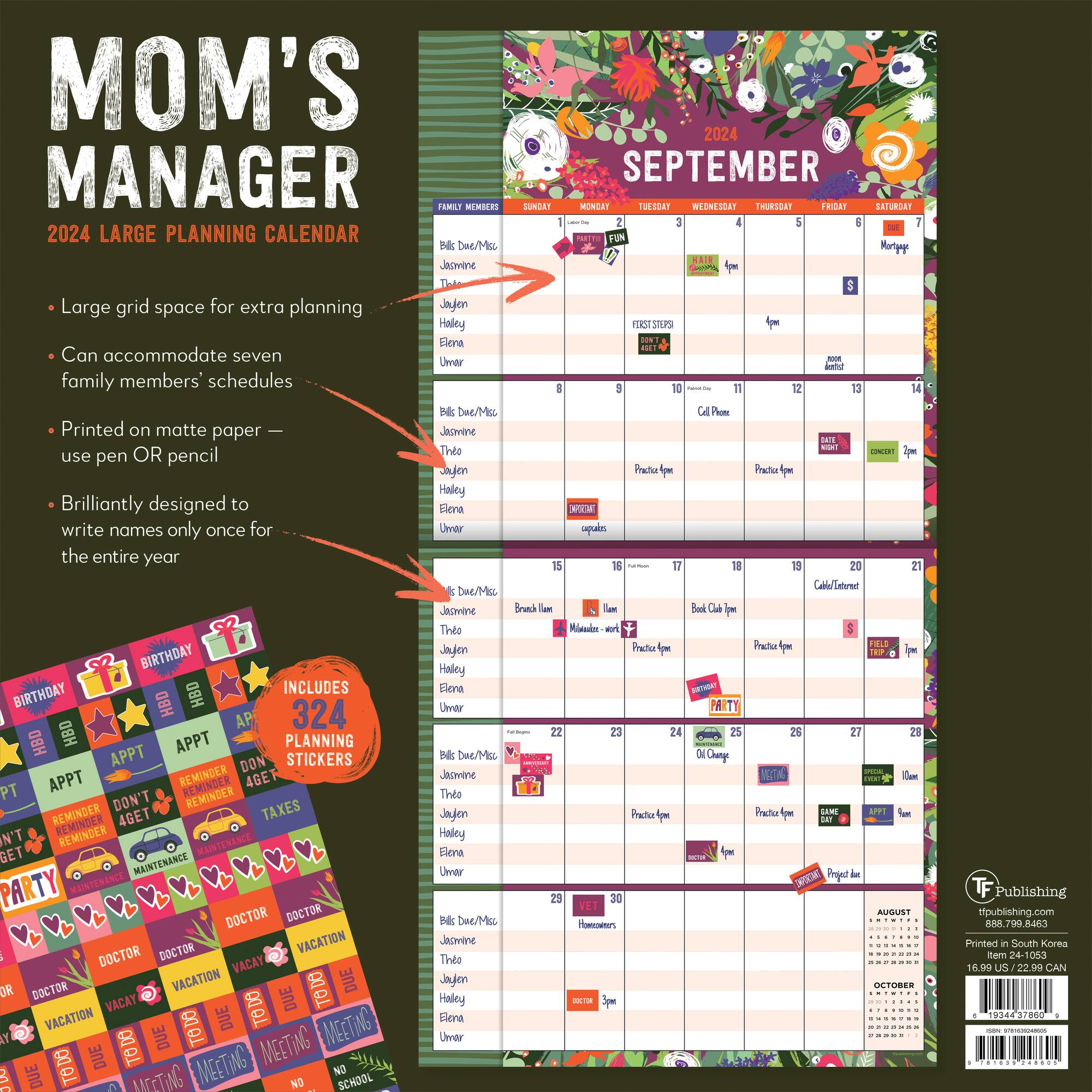 TF Publishing Mom's Manager Wall Calendar
